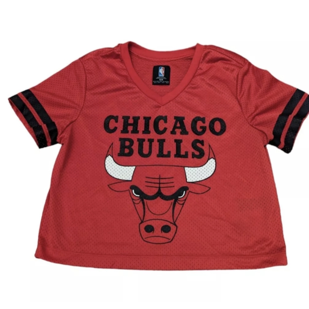 Chicago Bulls NBA Red Cropped Mesh Jersey Women's Medium